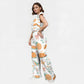 Women's Stand-Up Tie Zipper Thanksgiving Series Printed Scrub Set TS10236