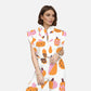 Women's Stand-Up Tie Zipper Thanksgiving Series Printed Scrub Set TS10237