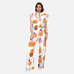 Women's Stand-Up Tie Zipper Thanksgiving Series Printed Scrub Set TS10237