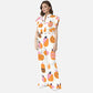 Women's Stand-Up Tie Zipper Thanksgiving Series Printed Scrub Set TS10237