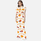 Women's Stand-Up Tie Zipper Thanksgiving Series Printed Scrub Set TS102310
