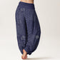 Geometric Pattern Women's Elastic Waist Harem Pure Cotton Printed Pants