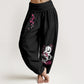 Dragon Cherry Blossoms Pattern Women's Elastic Waist Harem Cotton Pants