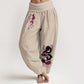 Dragon Cherry Blossoms Pattern Women's Elastic Waist Harem Cotton Pants