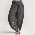 Casual Lotus Pattern Pure Cotton Women's Elastic Waist Harem Pants