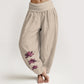 Casual Lotus Pattern Pure Cotton Women's Elastic Waist Harem Pants
