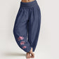 Casual Lotus Pattern Pure Cotton Women's Elastic Waist Harem Pants