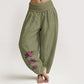 Casual Lotus Pattern Pure Cotton Women's Elastic Waist Harem Pants