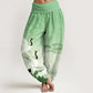 Pure Cotton Cranes Auspicious Clouds Ocean Women's Elastic Waist Harem Pants