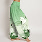 Pure Cotton Cranes Auspicious Clouds Ocean Women's Elastic Waist Harem Pants