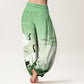 Pure Cotton Cranes Auspicious Clouds Ocean Women's Elastic Waist Harem Pants