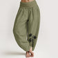 Casual Three Lotus Flowers Pattern Women's Elastic Waist Harem Cotton Pants