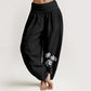 Casual Three Lotus Flowers Pattern Women's Elastic Waist Harem Cotton Pants