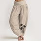 Casual Three Lotus Flowers Pattern Women's Elastic Waist Harem Cotton Pants