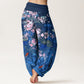 Pure Cotton Sakura Blossoms Koi Fish Lotus Leaves Women's Elastic Waist Harem Pants