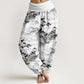 Print Pine Trees Mountains Pattern Pure Cotton Women's Elastic Waist Harem Pants