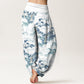 Print Pine Trees Mountains Pattern Pure Cotton Women's Elastic Waist Harem Pants