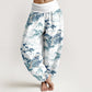 Print Pine Trees Mountains Pattern Pure Cotton Women's Elastic Waist Harem Pants