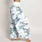 Print Pine Trees Mountains Pattern Pure Cotton Women's Elastic Waist Harem Pants