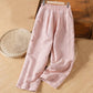 Winter Plain Cotton Thermal Women's Wide Leg Pants With Pockets