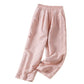 Winter Plain Cotton Thermal Women's Wide Leg Pants With Pockets