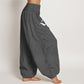 Blooming Lotus Om Symbol Pattern Women's Elastic Waist Harem Pure Cotton Pants