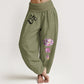 Blooming Lotus Om Symbol Pattern Women's Elastic Waist Harem Pure Cotton Pants