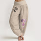 Blooming Lotus Om Symbol Pattern Women's Elastic Waist Harem Pure Cotton Pants