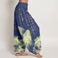 Pure Cotton Chinese Calligraphy Landscape Painting Women's Elastic Waist Harem Pants