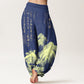 Pure Cotton Chinese Calligraphy Landscape Painting Women's Elastic Waist Harem Pants