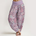 Pure Cotton Cashew Flower Peacock Sunflower Design Women's Elastic Waist Harem Pants