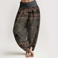 Cotton Elegant Mandala Flowers Design Women's Elastic Waist Harem Pants