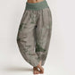 Cotton Casual Bamboo Rock Ink Painting Women's Elastic Waist Harem Pants