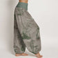 Cotton Casual Bamboo Rock Ink Painting Women's Elastic Waist Harem Pants