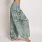 Cotton Casual Bamboo Rock Ink Painting Women's Elastic Waist Harem Pants