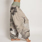 Cotton Casual Red-crowned Crane Pine Tree Mountain Women's Elastic Waist Harem Pants