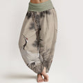 Cotton Casual Red-crowned Crane Pine Tree Mountain Women's Elastic Waist Harem Pants