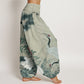 Cotton Casual Red-crowned Crane Pine Tree Mountain Women's Elastic Waist Harem Pants