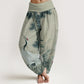 Cotton Casual Red-crowned Crane Pine Tree Mountain Women's Elastic Waist Harem Pants