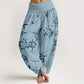 Cotton Branch Pattern Women's Elastic Waist Harem Pants