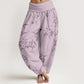 Cotton Branch Pattern Women's Elastic Waist Harem Pants