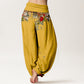 Pure Cotton Colourful Flower Leaves Patterns Women's Elastic Waist Harem Pants