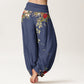 Pure Cotton Colourful Flower Leaves Patterns Women's Elastic Waist Harem Pants
