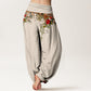 Pure Cotton Colourful Flower Leaves Patterns Women's Elastic Waist Harem Pants