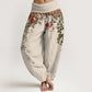 Pure Cotton Colourful Flower Leaves Patterns Women's Elastic Waist Harem Pants