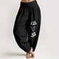 Pure Cotton Lotus Heart Shape Om Symbol Pattern Women's Elastic Waist Harem Pants