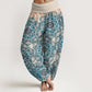 Pure Cotton Triangular Mandala Patterns Women's Elastic Waist Harem Pants