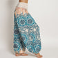 Pure Cotton Triangular Mandala Patterns Women's Elastic Waist Harem Pants