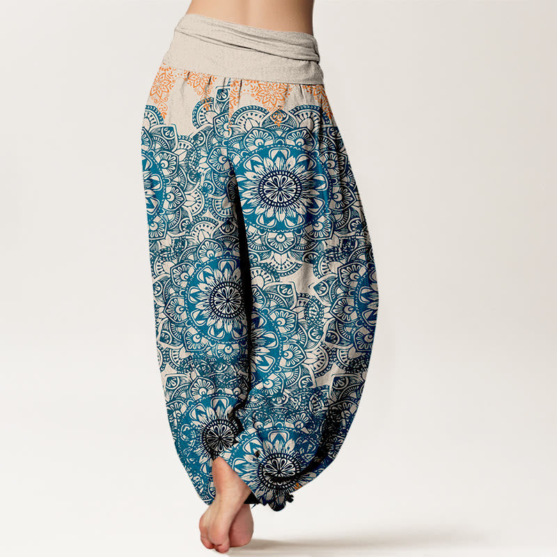 Cotton Triangular Mandala Patterns Women's Elastic Waist Harem Pants