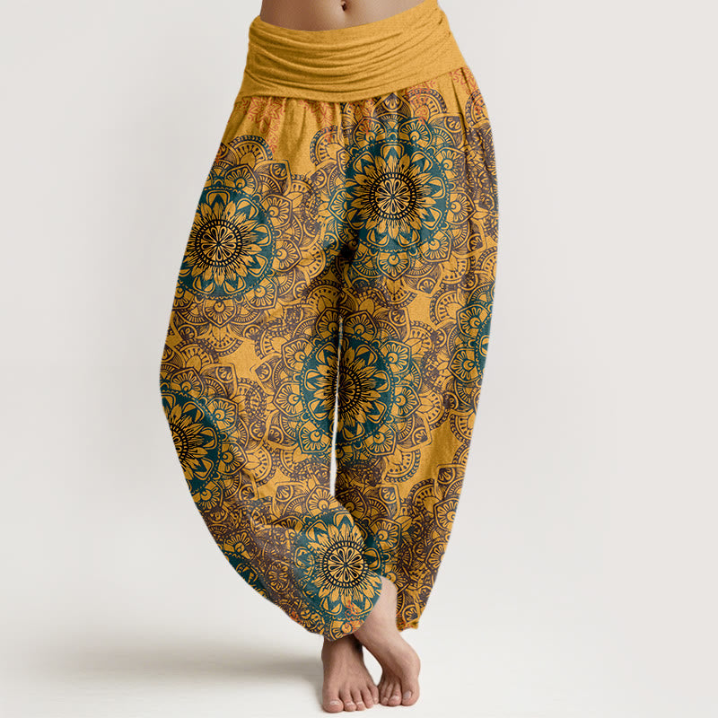 Cotton Triangular Mandala Patterns Women's Elastic Waist Harem Pants
